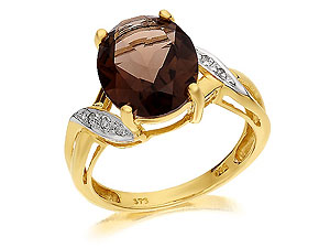 Diamond And Smoky Quartz Ring - 180309