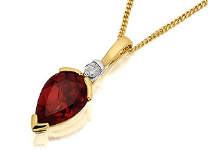 Garnet and Diamond Pendant and Chain