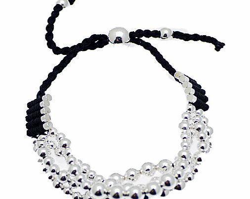 Black Silver Bead Friendship Bracelet