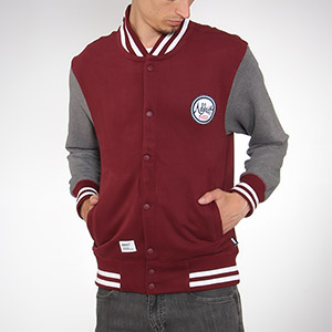 Varsity Button sweat - Oxblood/Grey