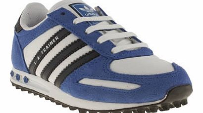 kids adidas white & navy la trainer boys