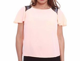 Peach sheer detail blouse