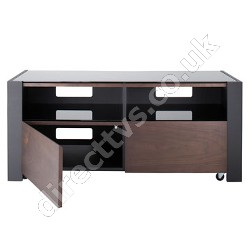 Alphason Black and Dark Walnut Veneer TV Cabinet Suitable