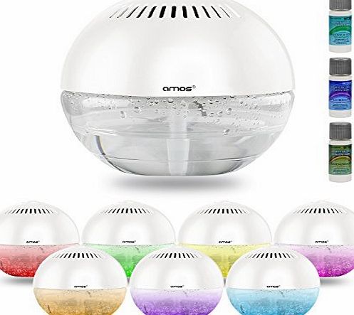 Globe Air Purifier Revitalizer Air Freshener Humidifier Ioniser with Colour Changing LED Light & 10ml Aqua Fresh Fragrance (White)