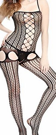 Masione Sexy Lingerie Fishnet Open Crotch Bodystocking Black