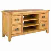 Corner TV Chest, oak finish