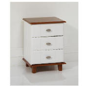 3 Drawer Bedside Chest, White & Pine