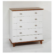 5 Drawer Chest, White & Pine