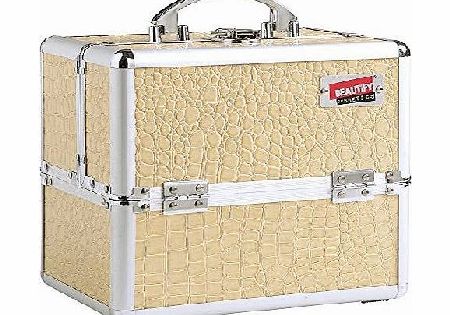 Professional Small Beige Faux Croc Print Aluminium Beauty Cosmetics & Make Up Case