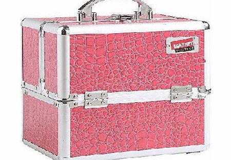 Professional Small Faux Pink Crocodile Patterned Aluminium Beauty Cosmetics & Make Up Case