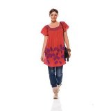 Antik batik for la redoute en plus tunic dress red 018