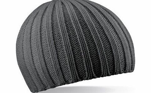 Beechfield  CHUNKY KNIT BEANY BEANIE HAT - 3 COLOURS (SMOKE GREY)