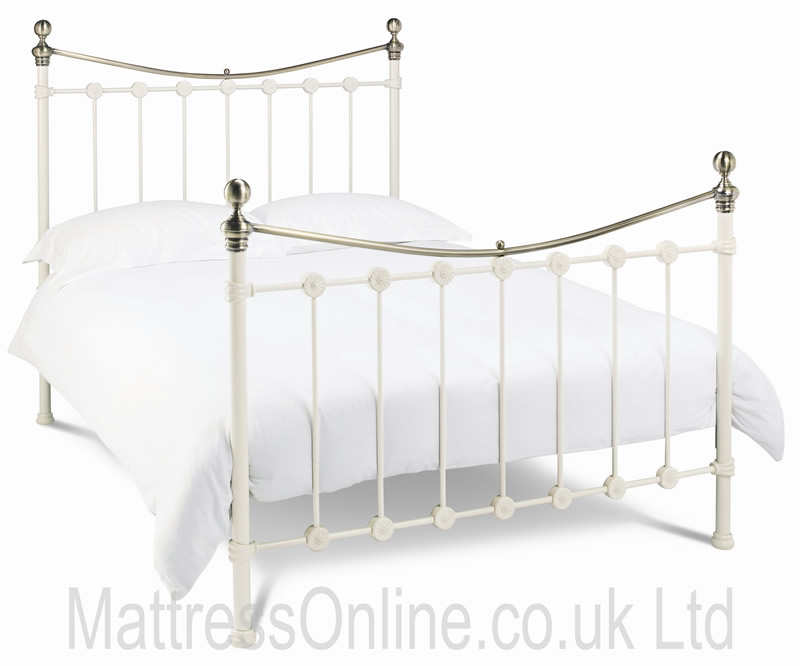 Bentley Amelie Metal Bedstead In Antique White -