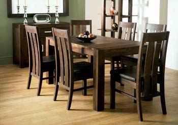 Lyon Walnut Extending Dining Set with Slatted