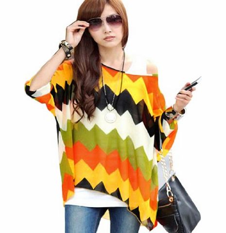 5857 Bohemian Hippie Big Size Batwing Sleeve Chiffon Blouse Loose Off Shoulder Shirt