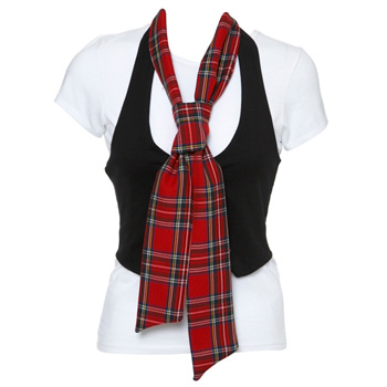 2 in 1 waistcoat tee with tartan scarf