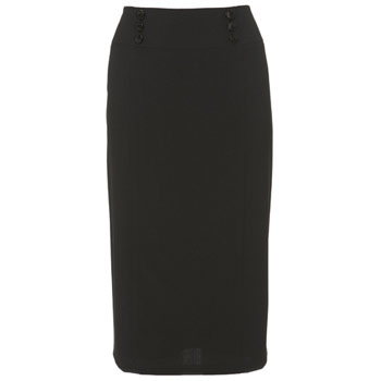 bhs Black six button pencil skirt