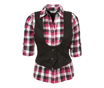 Check 2 in 1 waistcoat top