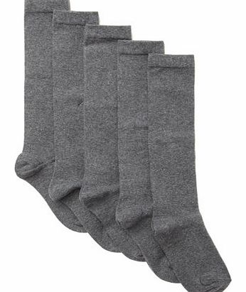 Girls 5 Pack Charcoal Knee High Socks, charcoal