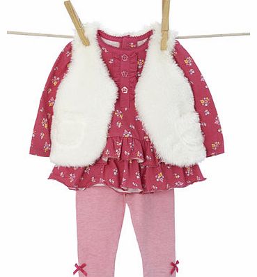 Girls Baby Girls Gilet, Top and Leggings Set,