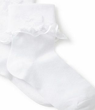 Bhs Girls Girls 2 Pack White Occasion Ankle Socks,