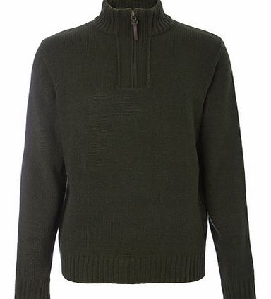 Green Zip Neck Jumper, Green BR53E10FGRN