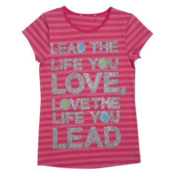 Live the life slogan stripe tee