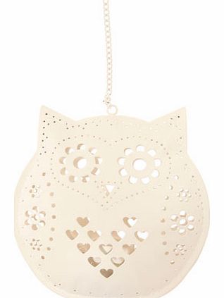 Sass & Belle cream hanging owl tealight holder,