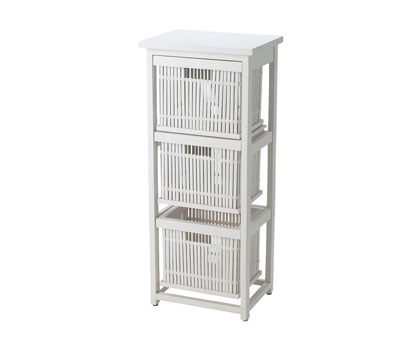 White bamboo 3 tier storage tower