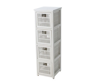 White bamboo 4 drawer tower