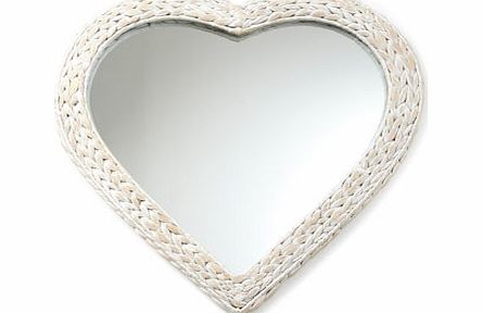 White Heart Water Hyacinth Mirror, white