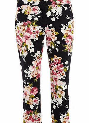 Bhs Womens Black Floral Peg Trousers, multi