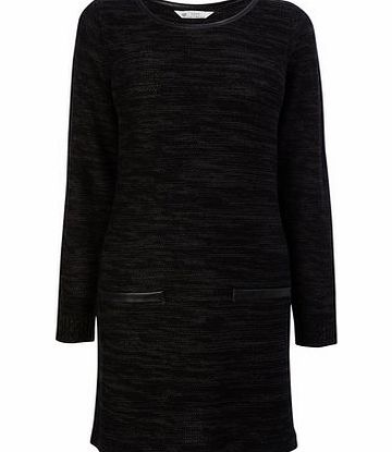 Womens Black Twist Pu Trim Tunic, black twist