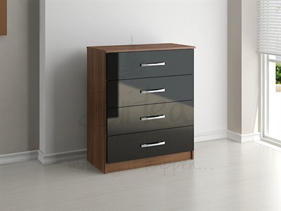 Lynx 4 Drawer Chest Black Small Single (2