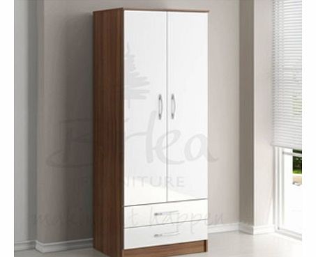 Lynx Walnut  White Two Door Combination Wardrobe