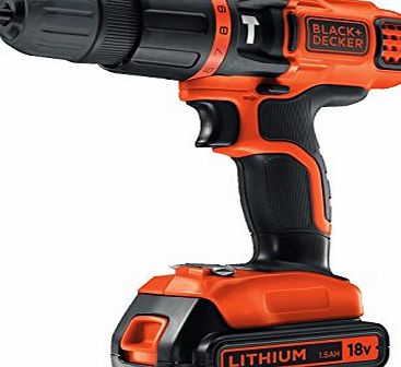 BLACK DECKER Black   Decker 18V Lithium Ion 2 Gear Hammer Drill