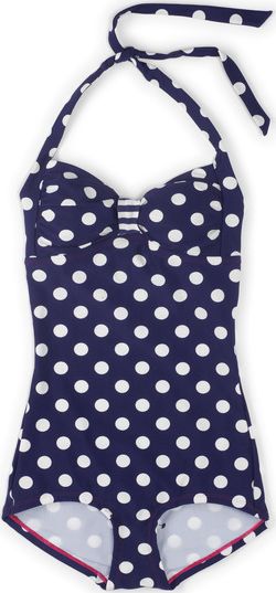 Boden, 1669[^]34564989 Vintage Boyleg Swimsuit Sailor Blue Spot Boden,