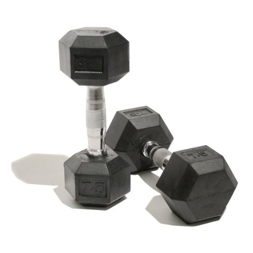 Rubber Hex Dumbbells - 2 x 5kg