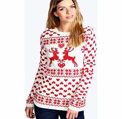 Addison Reindeer Love Christmas Jumper - cream