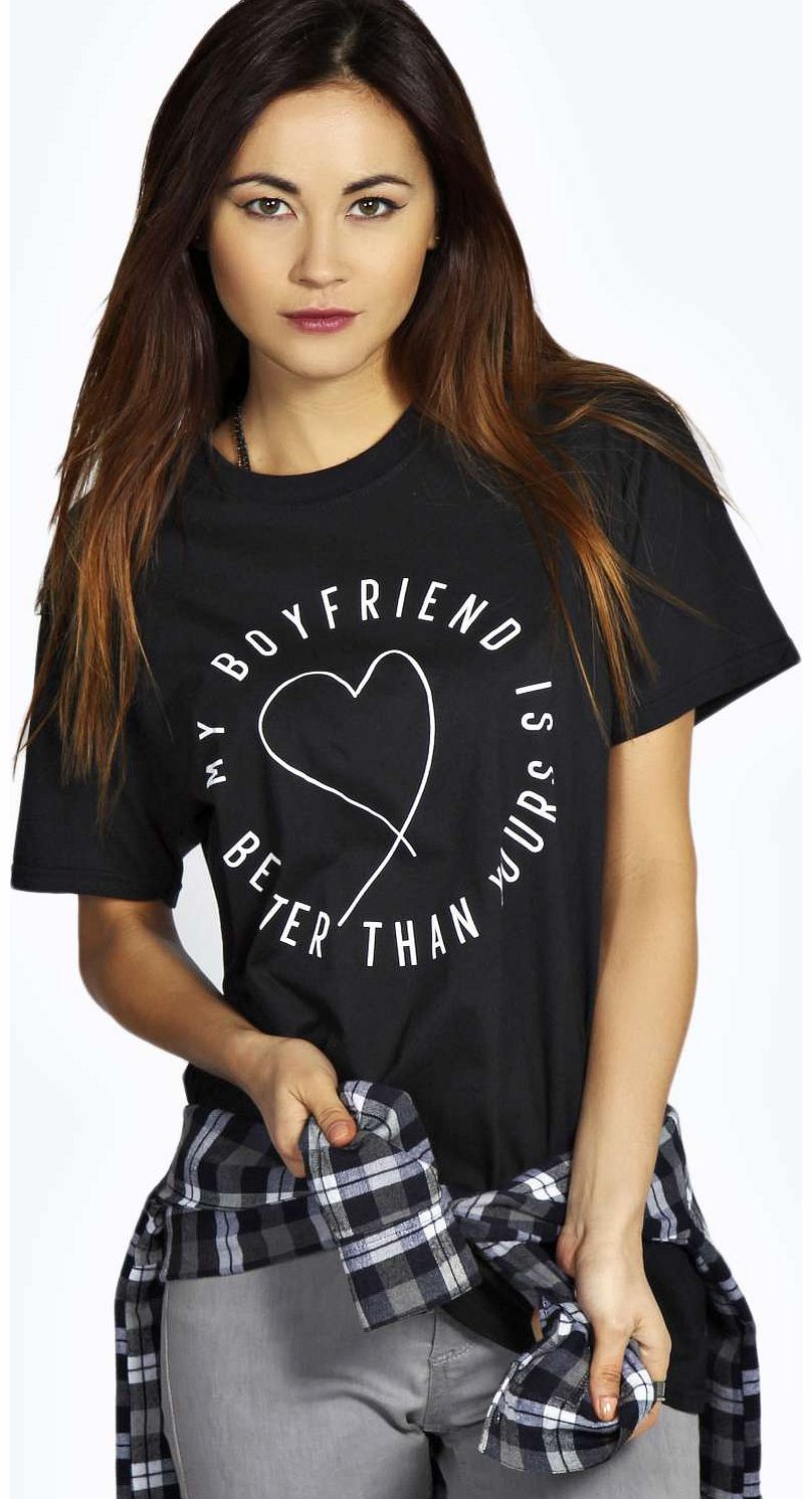 Aimee Boyfriend Slogan Tee - black azz13933