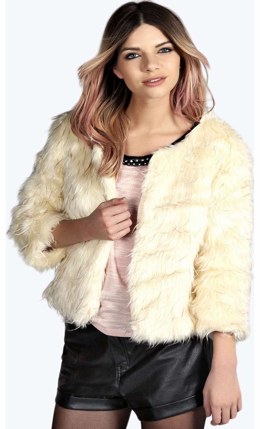 Alice Faux Fur Coat - cream azz14371