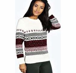 Alice Soft Knit Fairisle Jumper - cream azz21514