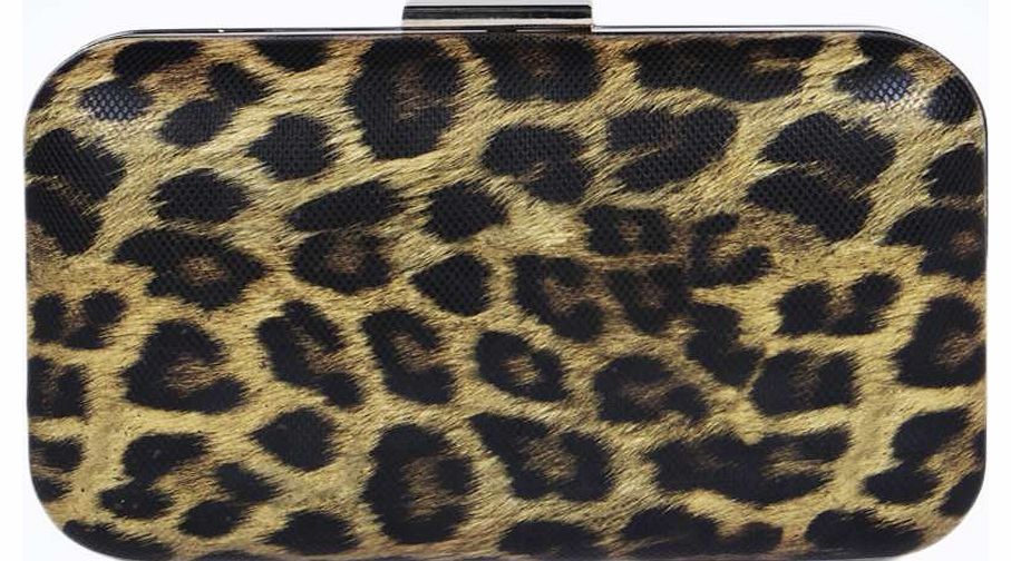 Amelia Leopard Print Box Clutch Bag - brown