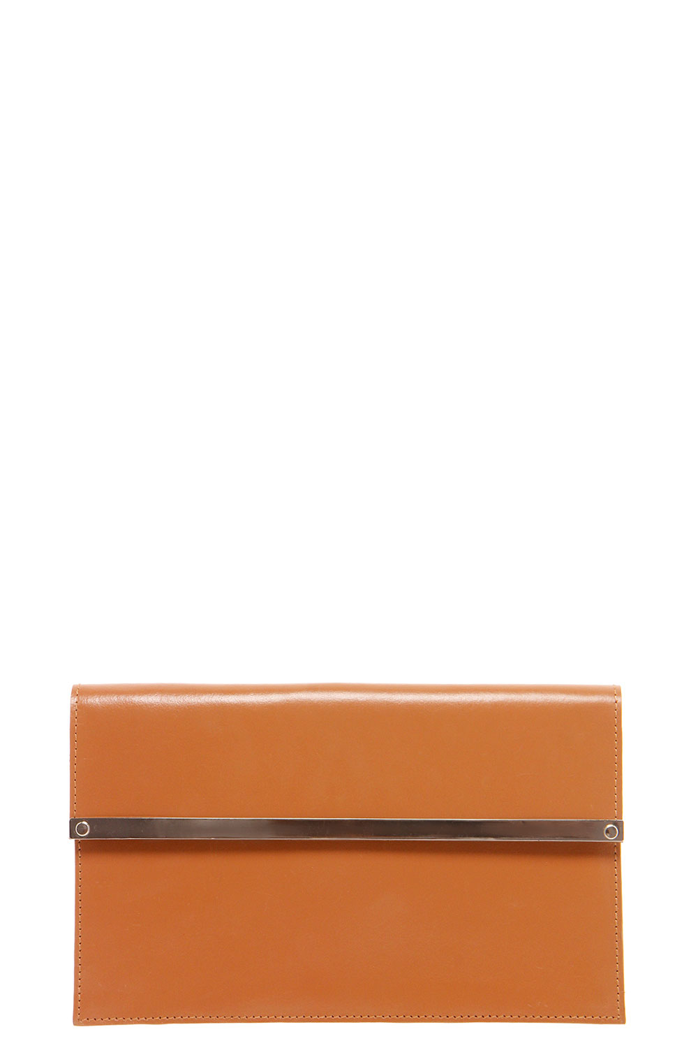 Annie Leather Metal Trim Clutch bag - tan