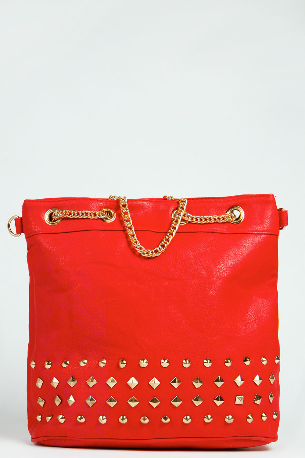 Billie Chain Fasten Stud Duffle Bag - red