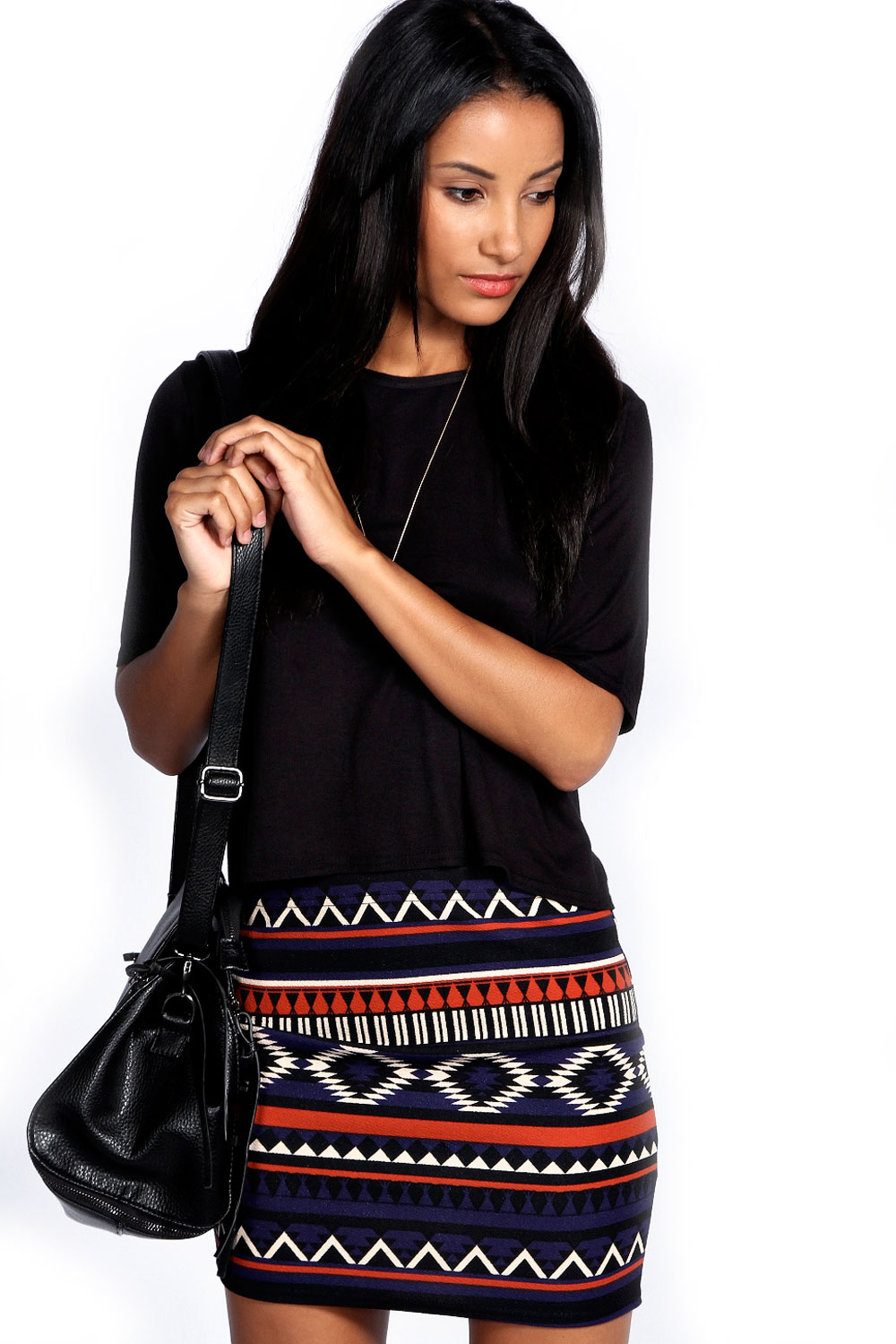 Blake Aztec Crepe Mini Skirt - multi