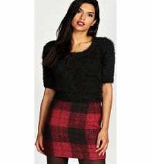 boohoo Boucle Check Mini Skirt - red azz16763