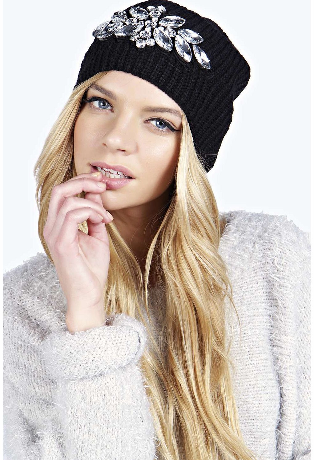 Carmen Statement Stone Beanie Hat - grey