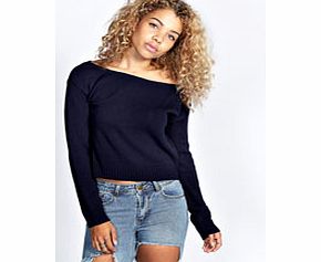 Cassie Off The Shoulder Jumper - navy azz21287