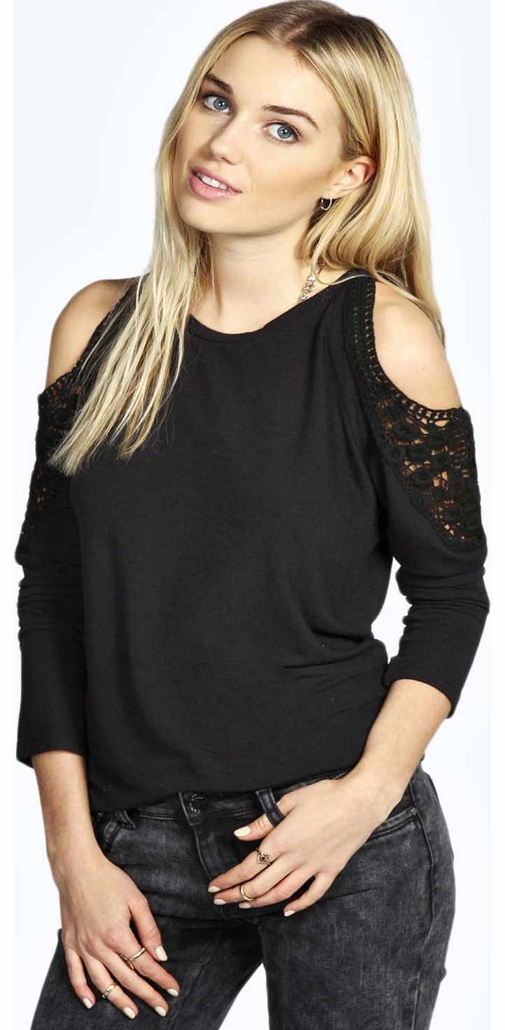 Charlie Crochet Shoulder Jumper - black azz17414